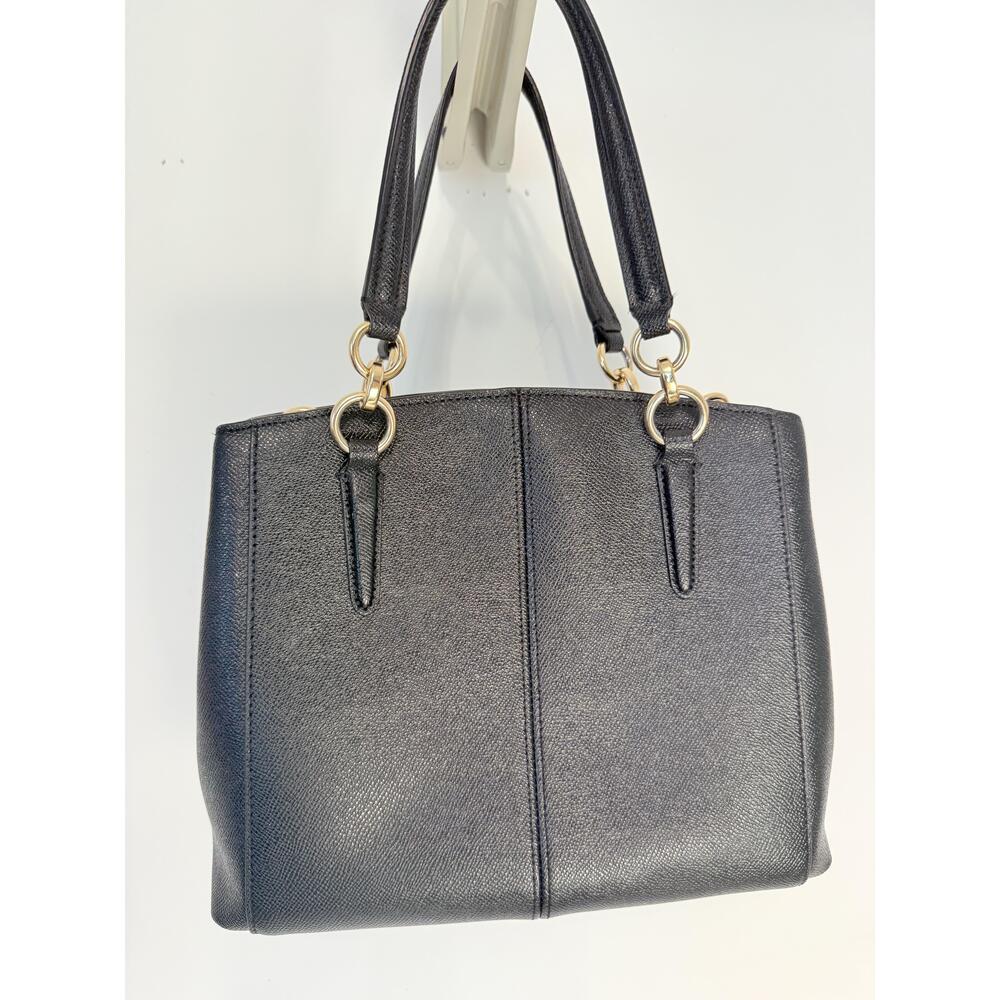 Coach Womens Black  Minetta Hardware Adjustable Strap Leather Crossbody Handbag - Picture 2 of 16